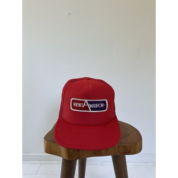 Vintage 80s Rent A Wreck Trucker Mesh Snapback Hat - Picture 1 of 6